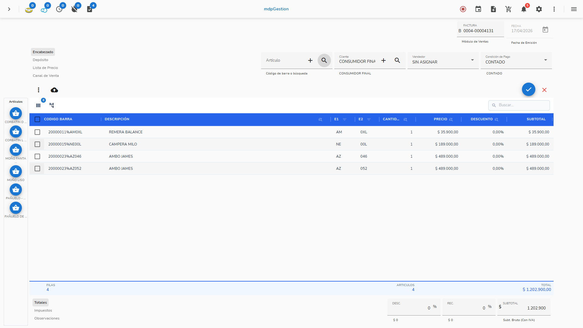Módulo de ventas — Facturación electrónica